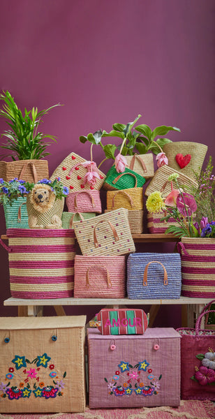 Medium Aubergine Raffia Laundry Basket - Rice DK