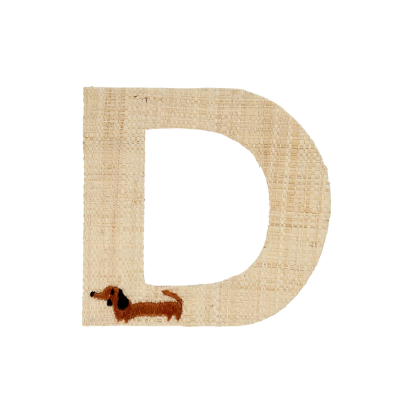 D Raffia Sticker with Dachshund Embroidery - Rice DK