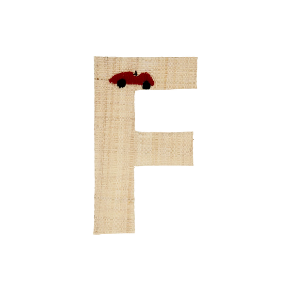 F Raffia Sticker with Ferrari Car Embroidery - Rice DK