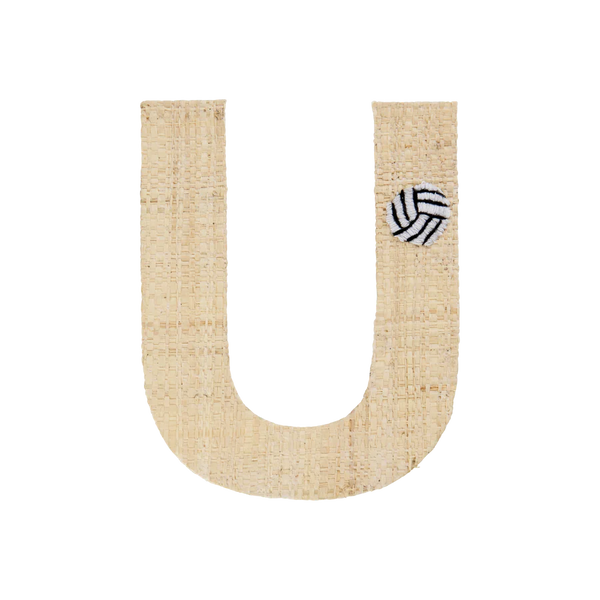 U Raffia Alphabet Sticker with Ball Embroidery - Rice DK
