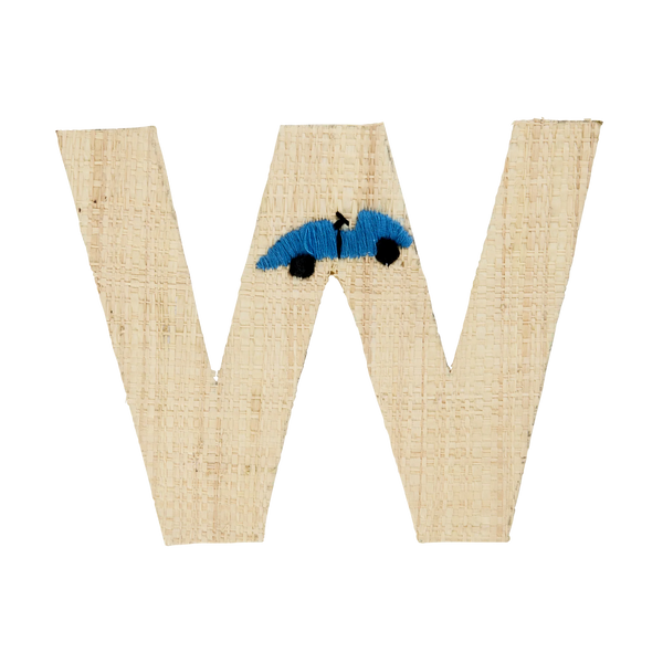 W Raffia Alphabet Sticker with Car Embroidery - Rice DK