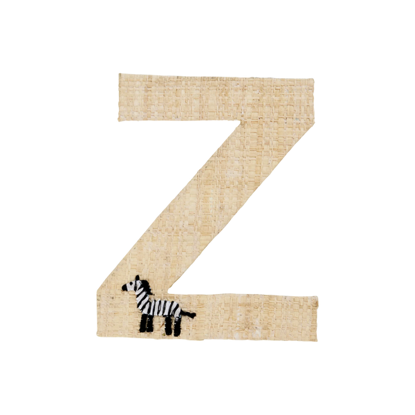 Z Raffia Alphabet Sticker with Zebra Embroidery - Rice DK