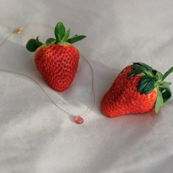 Strawberry Quartz Fine Cord Necklace - Wanderlust Life