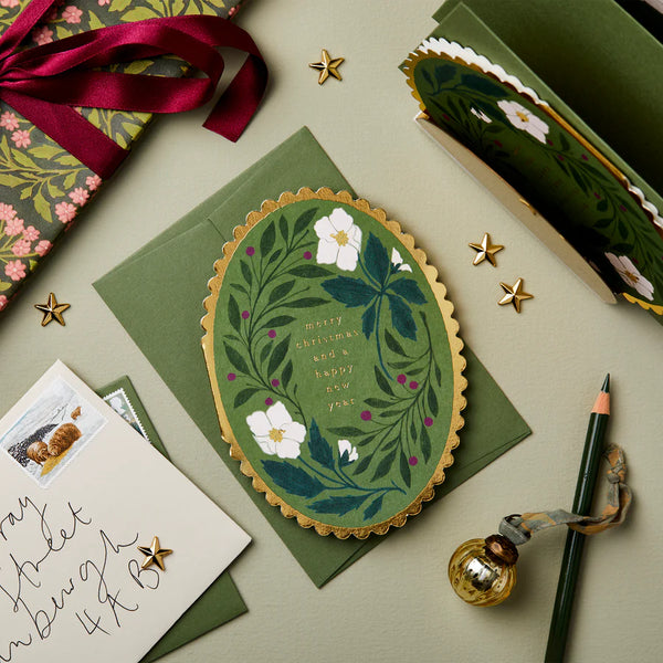 Green Flora 'Merry Christmas' Card - Wanderlust Paper Co.