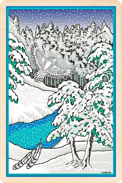 Snow Owl Wooden Postcard - Cressida Bell