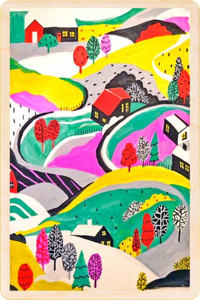 Winter Landscape Wooden Postcard