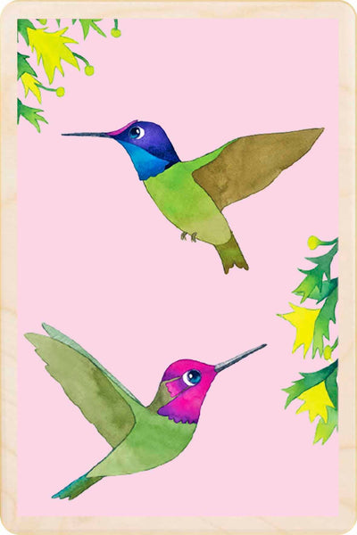 Hummingbirds Wooden Postcard