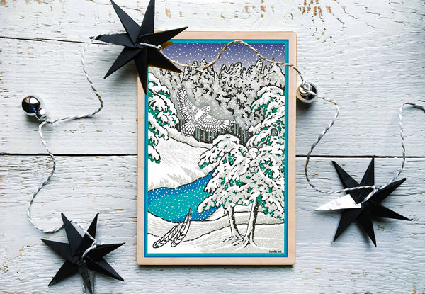 Snow Owl Wooden Postcard - Cressida Bell