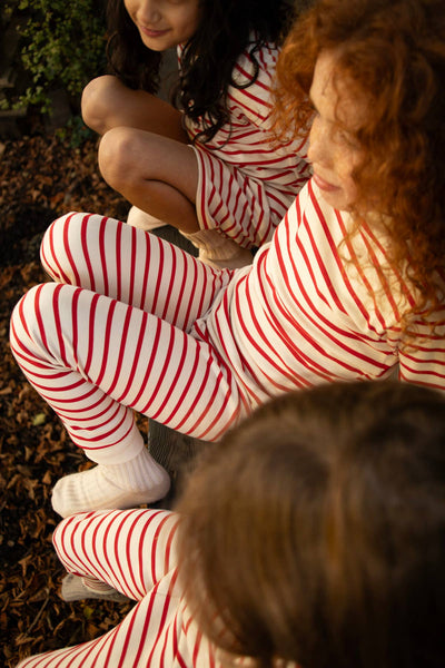 Red & Oatmeal Breton - Christmas Kids Classic PJ Set - Sleepy Doe