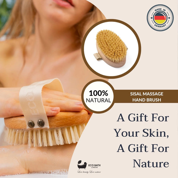 Natural Sisal Massage Hand Brush - Dry Brushing Hand Brush for Exfoliation - Eco Bath London