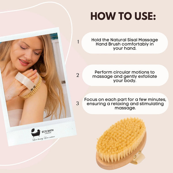 Natural Sisal Massage Hand Brush - Dry Brushing Hand Brush for Exfoliation - Eco Bath London
