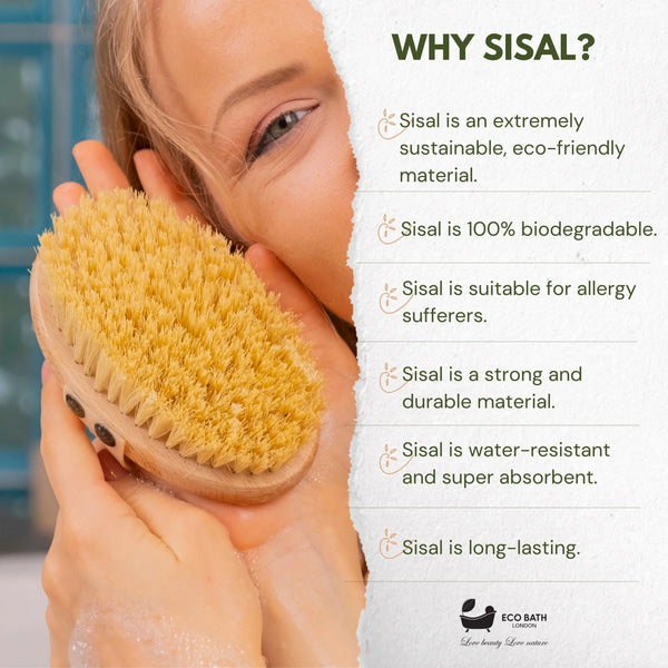 Natural Sisal Massage Hand Brush - Dry Brushing Hand Brush for Exfoliation - Eco Bath London