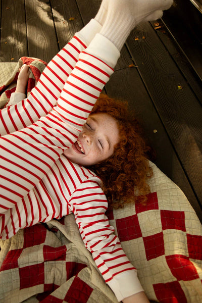 Red & Oatmeal Breton - Christmas Kids Classic PJ Set - Sleepy Doe