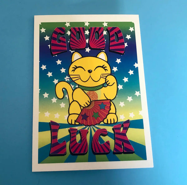 Maneki Neko Good Luck Card - Stan and Gwyn