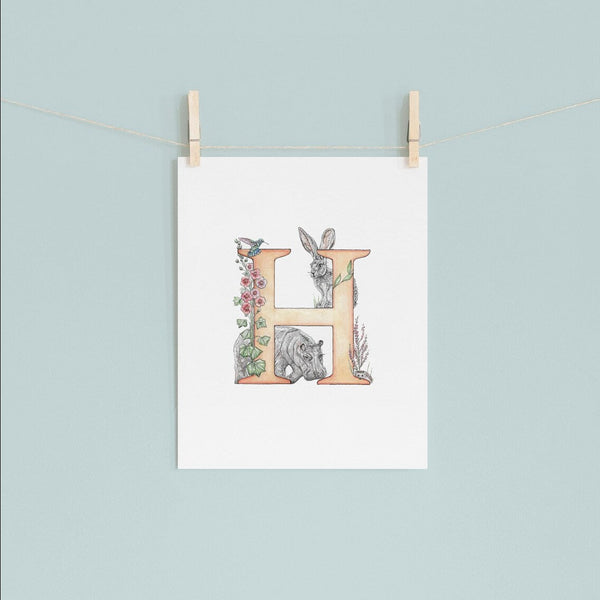 H Letter Print - A4 - Kathryn Pow Art