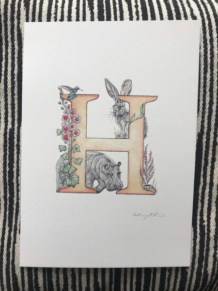 H Letter Print - A4 - Kathryn Pow Art