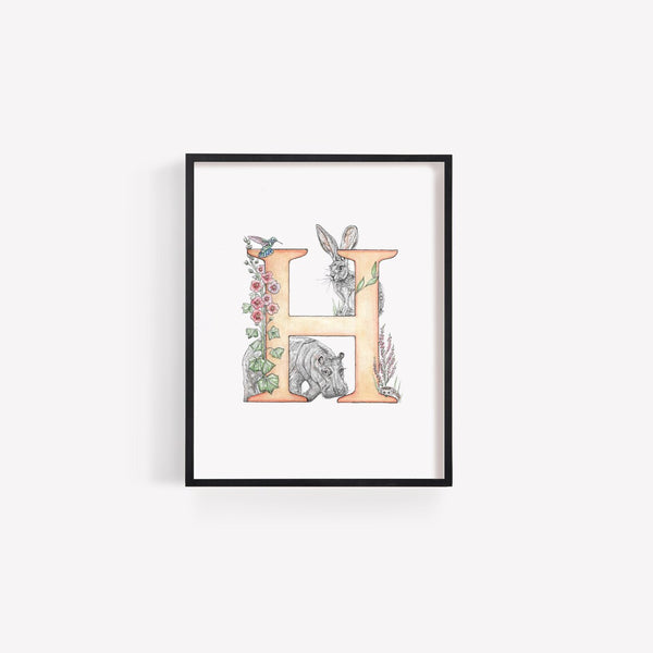H Letter Print - A4 - Kathryn Pow Art