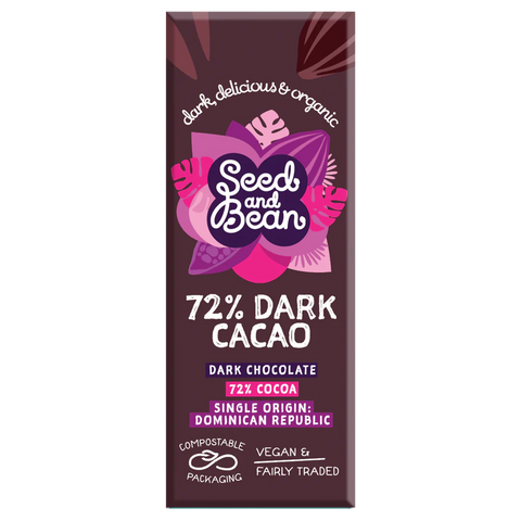 Seed and Bean 72% Dark Organic Mini Chocolate Bar - The Raw Chocolate Company
