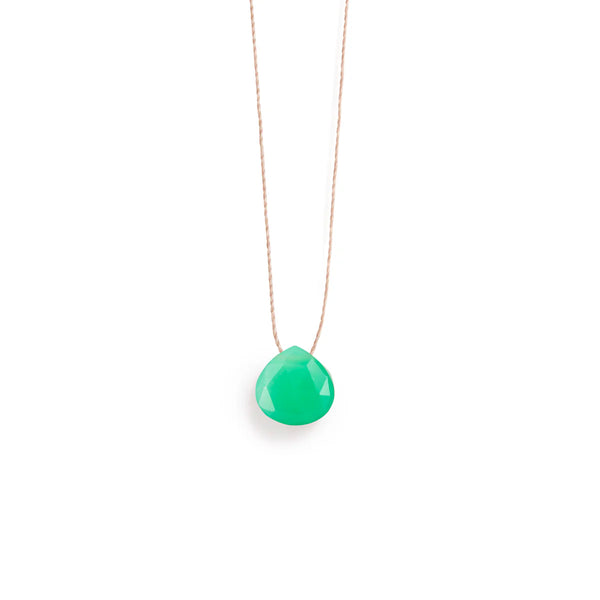 Apple Green Chalcedony Fine Cord Necklace - Wanderlust Life
