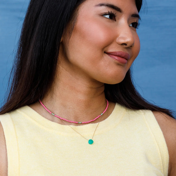 Apple Green Chalcedony Fine Cord Necklace - Wanderlust Life