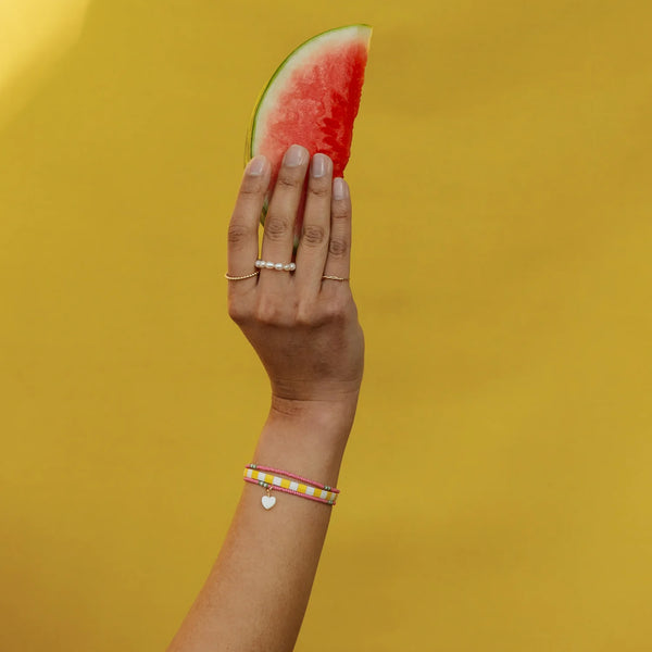 Watermelon Pink Beaded Bracelet - Wanderlust Life
