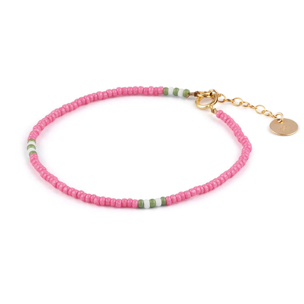Watermelon Pink Beaded Bracelet - Wanderlust Life
