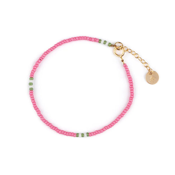 Watermelon Pink Beaded Bracelet - Wanderlust Life