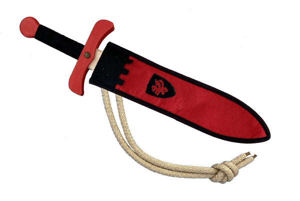 Red & Black Wooden Sword with Sheath and Belt - Camelot - Kalid Medieval