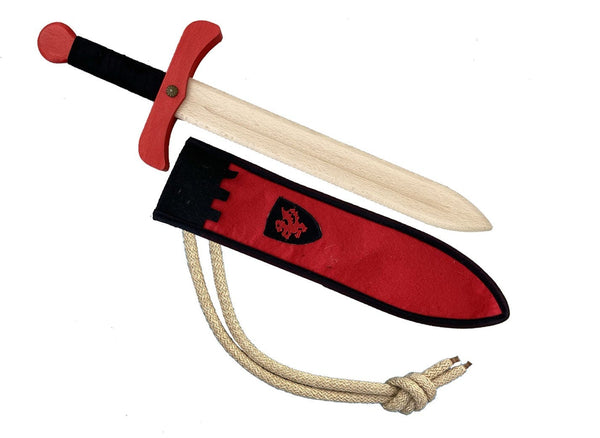Red & Black Wooden Sword with Sheath and Belt - Camelot - Kalid Medieval