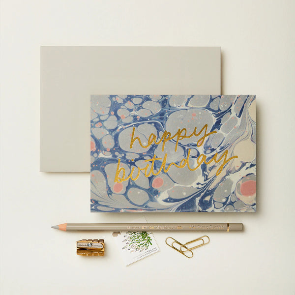 Blue Marble 'Happy Birthday' Card - Wanderlust Paper Co.