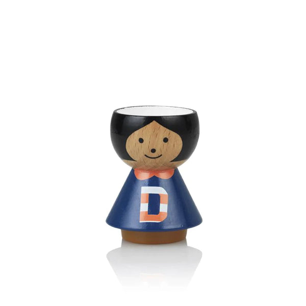 Girl Letter D - Bordfolk Alphabet Painted Wooden Eggcup - Lucie Kaas