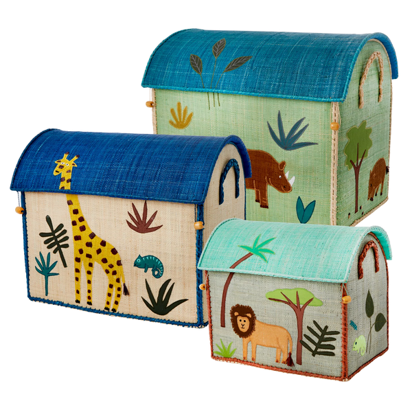 Jungle Raffia Play & Toy Storage Basket - Rice DK