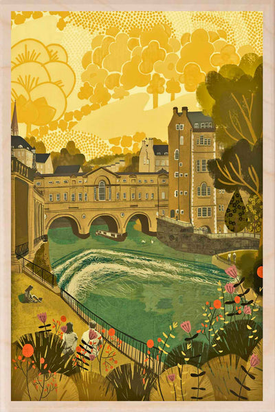 'Bath Pulteney Bridge' Wooden Postcard - Emy Lou Holmes