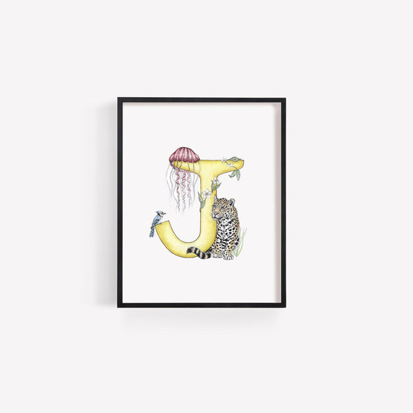 'J' Letter Print - A4 - Kathryn Pow Art