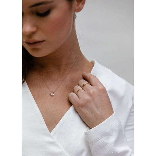 April Fine Cord Birthstone Necklace, Clear Quartz - Wanderlust Life