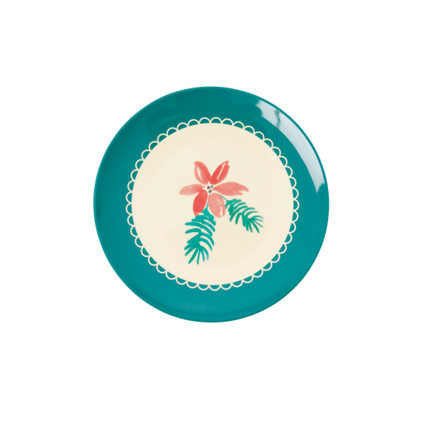 Melamine Dessert Plate with Christmas Poinsettia Print - Rice DK