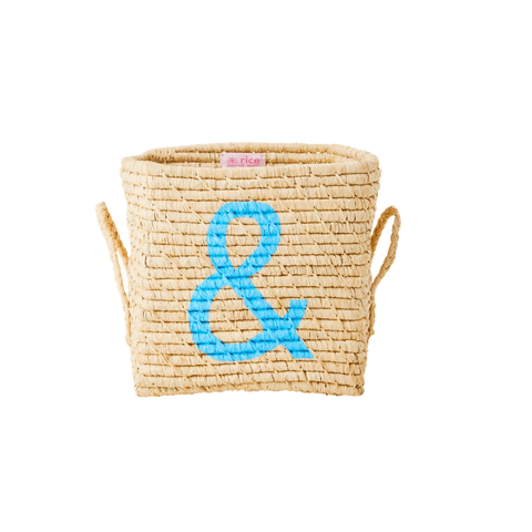 'Painted &' Small Square Raffia Storage Basket - Rice DK