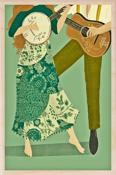 'Folk Blues' Wooden Postcard - Emy Lou Holmes
