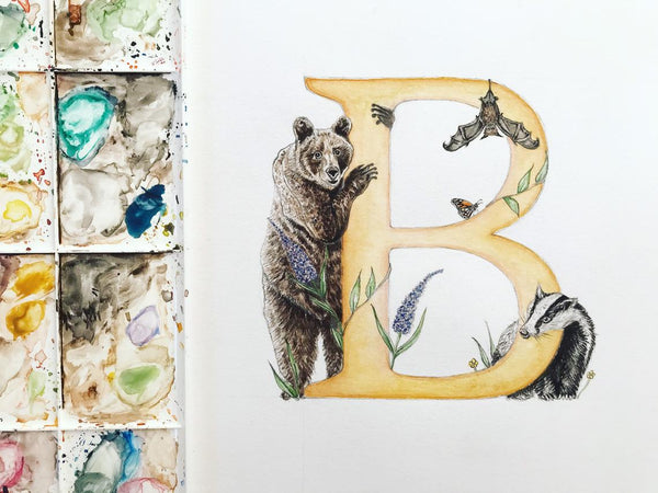 'B' Letter Print - Kathryn Pow Art
