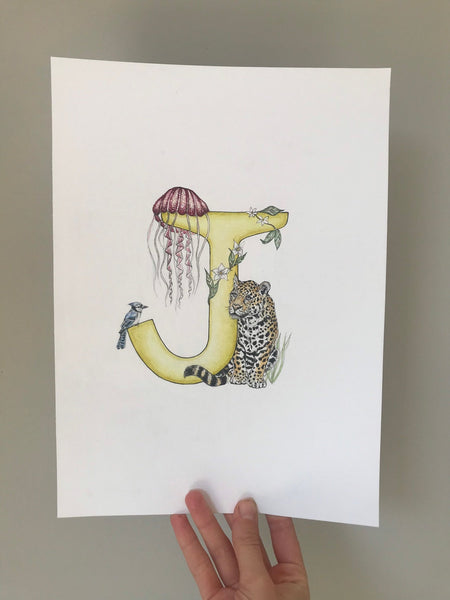 'J' Letter Print - A4 - Kathryn Pow Art