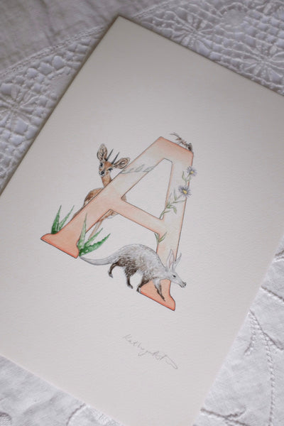 'A' Letter Print - A4 - Kathryn Pow Art