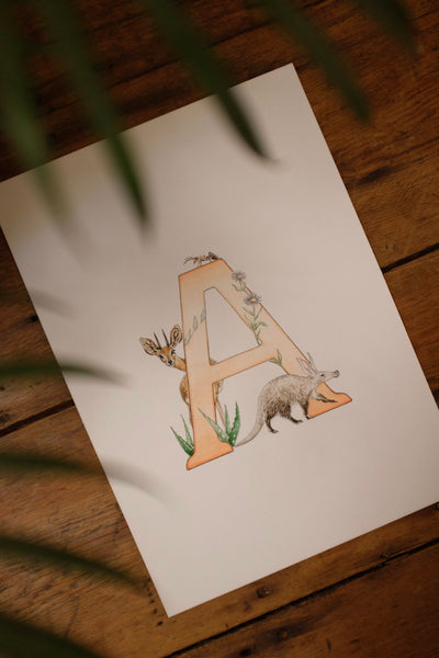 'A' Letter Print - A4 - Kathryn Pow Art