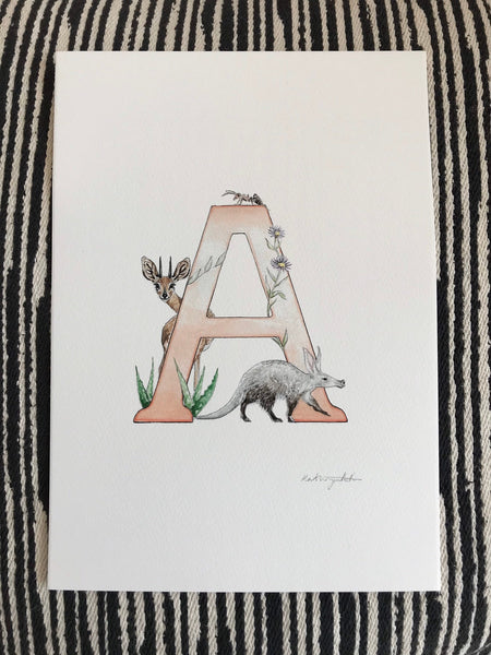 'A' Letter Print - A4 - Kathryn Pow Art