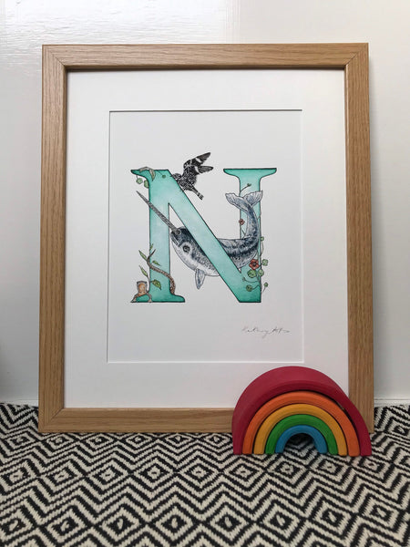 'N' Letter Print - A4 - Kathryn Pow Art
