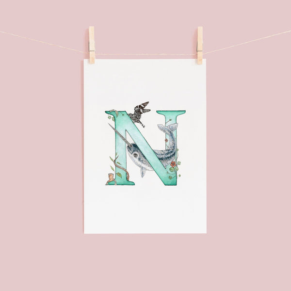 'N' Letter Print - A4 - Kathryn Pow Art