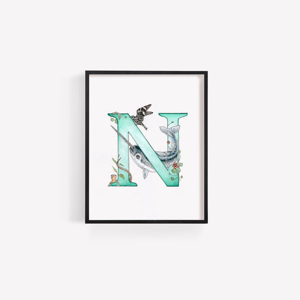 'N' Letter Print - A4 - Kathryn Pow Art