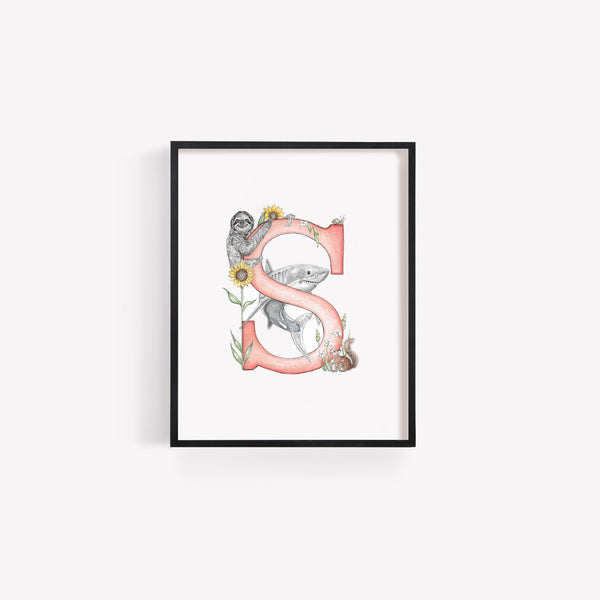 'S' Letter Print - A4 - Kathryn Pow Art