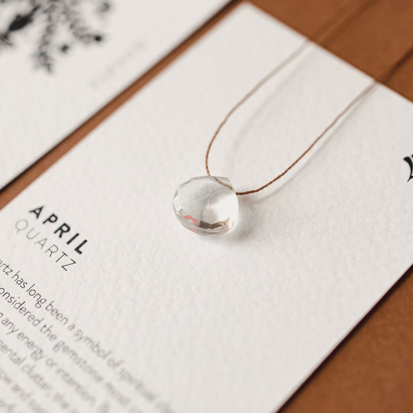 April Fine Cord Birthstone Necklace, Clear Quartz - Wanderlust Life