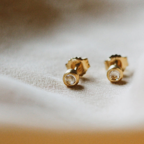 April Clear Quartz Birthstone Stud Earrings - Wanderlust Life