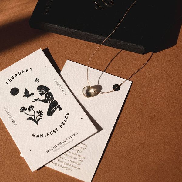 February Fine Cord Birthstone Necklace, Mint Green Amethyst - Wanderlust Life